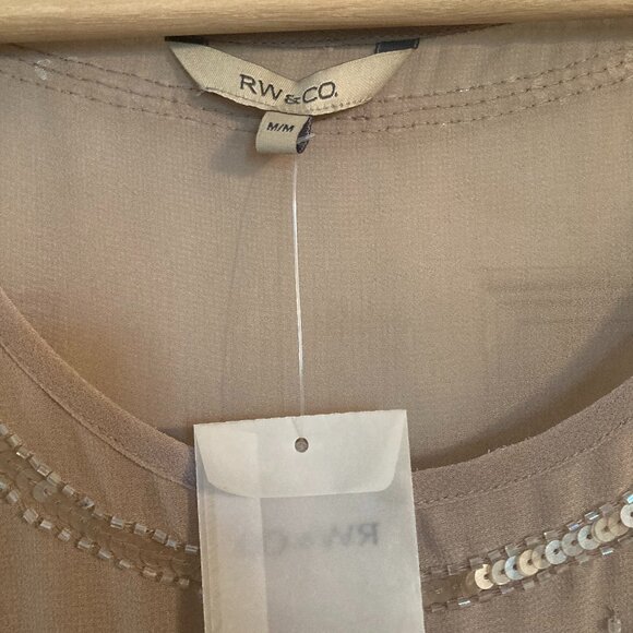 RW&Co. Sheer Beaded Top - NWOT - Picture 5 of 7